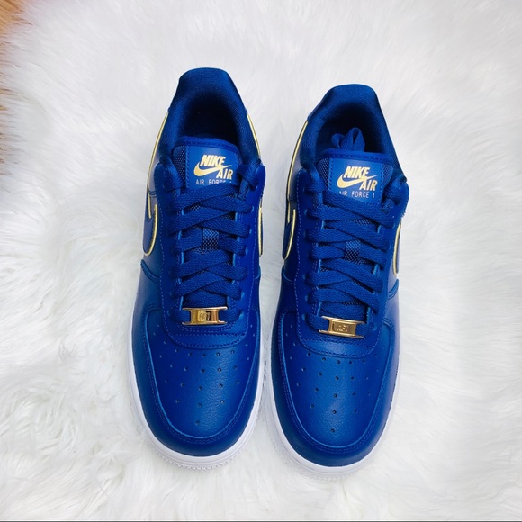 Nike Air Force 1 07 Blue Force Metallic Gold - Picture 3 of 6